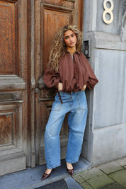 Ballon Fit Jeans Zakken Blauw
