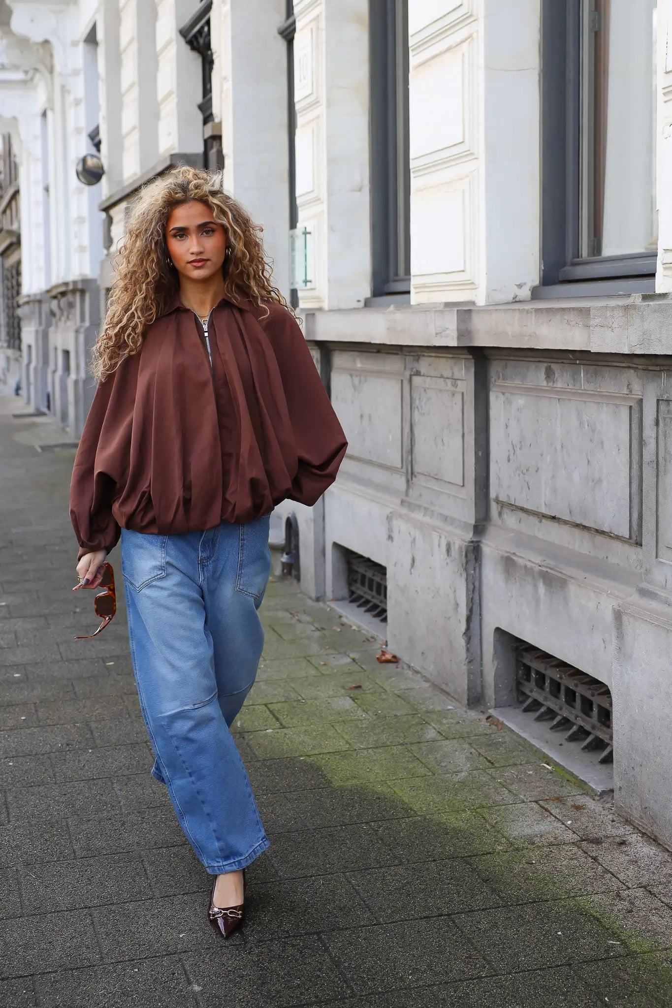 Ballon Fit Jeans Zakken Blauw