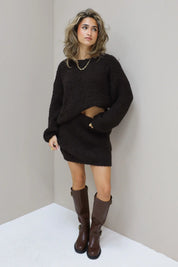 Gebreid Rokje Donker Bruin