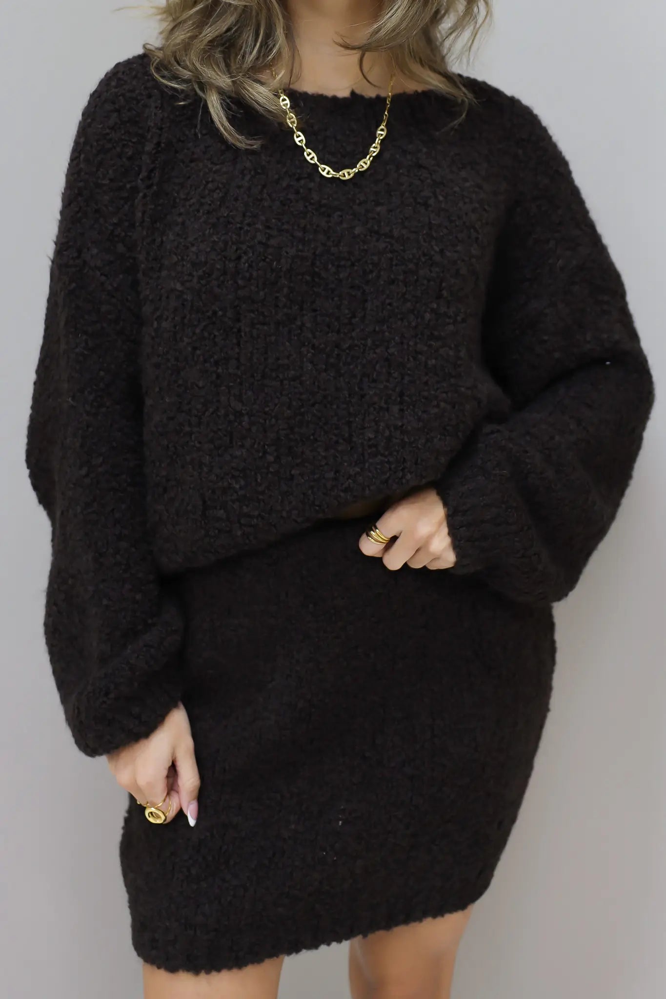 Gebreid Rokje Donker Bruin