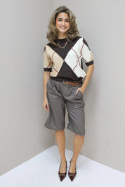 Bermuda Ruit Print Bruin