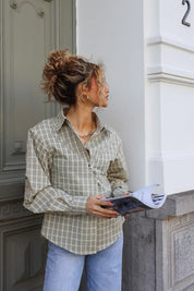 Asymmetrische Ruit Blouse Geel