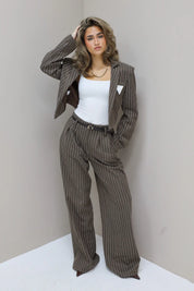 Korte Blazer Gestreept Bruin