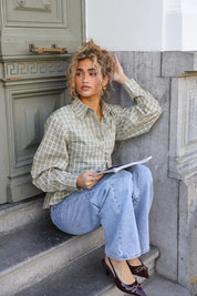 Asymmetrische Ruit Blouse Geel