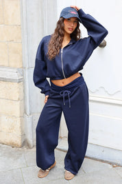 Jogger Set Zip Hoodie Donker Blauw