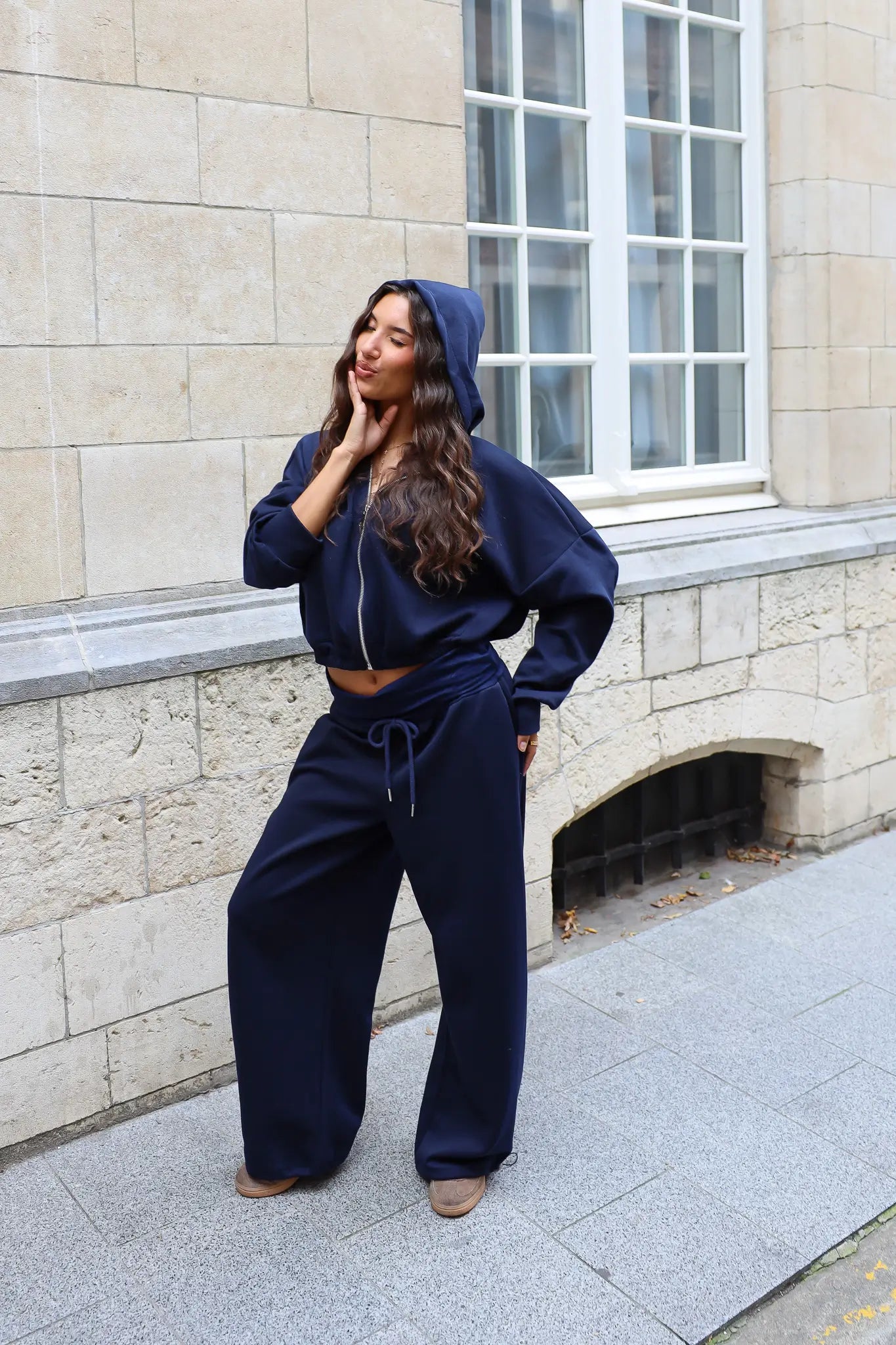 Jogger Set Zip Hoodie Donker Blauw