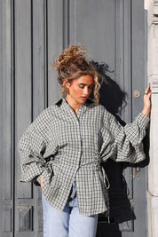 Ruit Blouse Taille Effect Groen