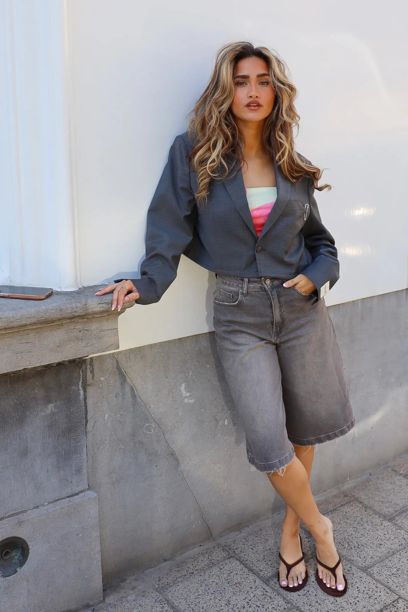 Denim Jort Bruin