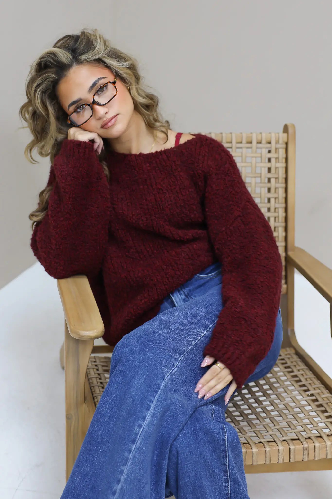 Gebreide Trui Bordeaux