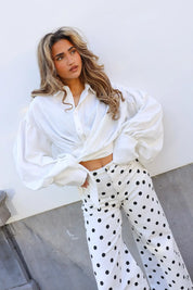 Polka Dot Jeans Wijde Pijpen Wit Redial