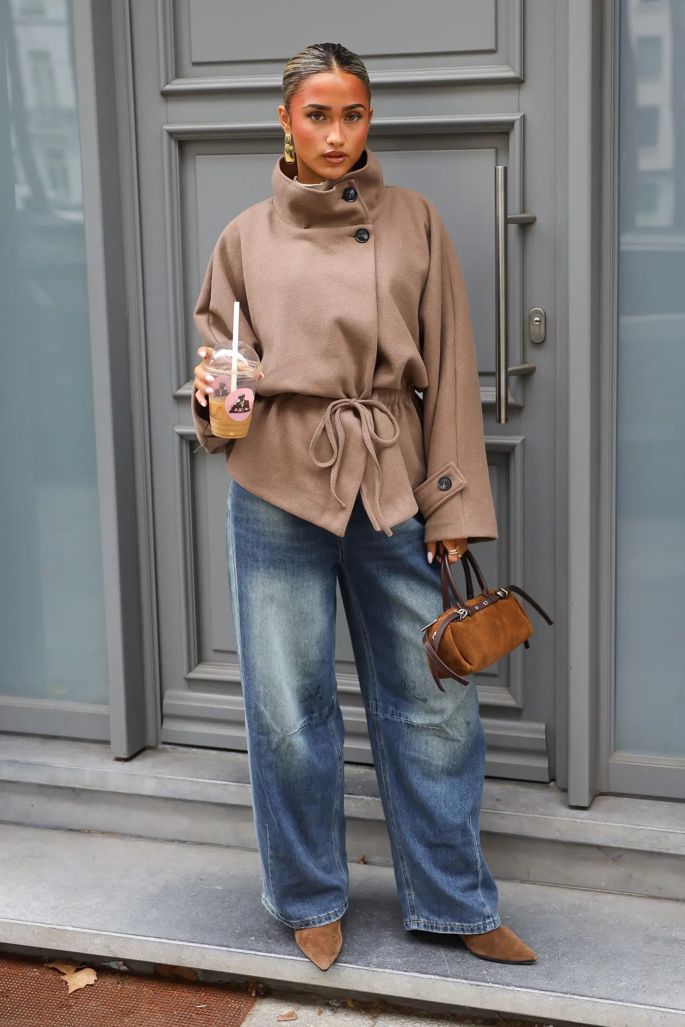 Cape Jas Hoge Kraag Taupe