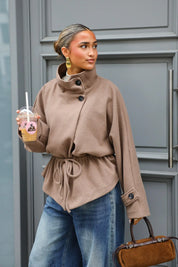 Cape Jas Hoge Kraag Taupe