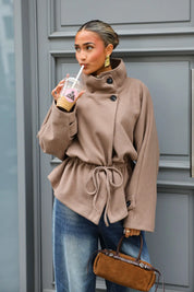 Cape Jas Hoge Kraag Taupe