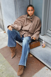 Cape Jas Hoge Kraag Taupe