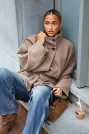 Cape Jas Hoge Kraag Taupe
