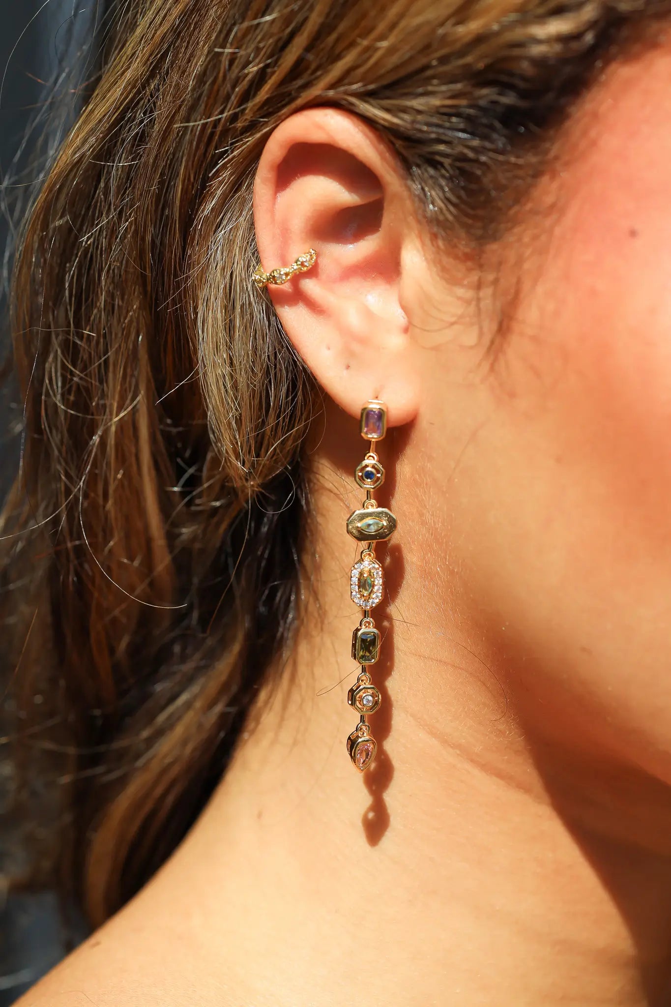 Oorbellen Amara Multi Stone Goud