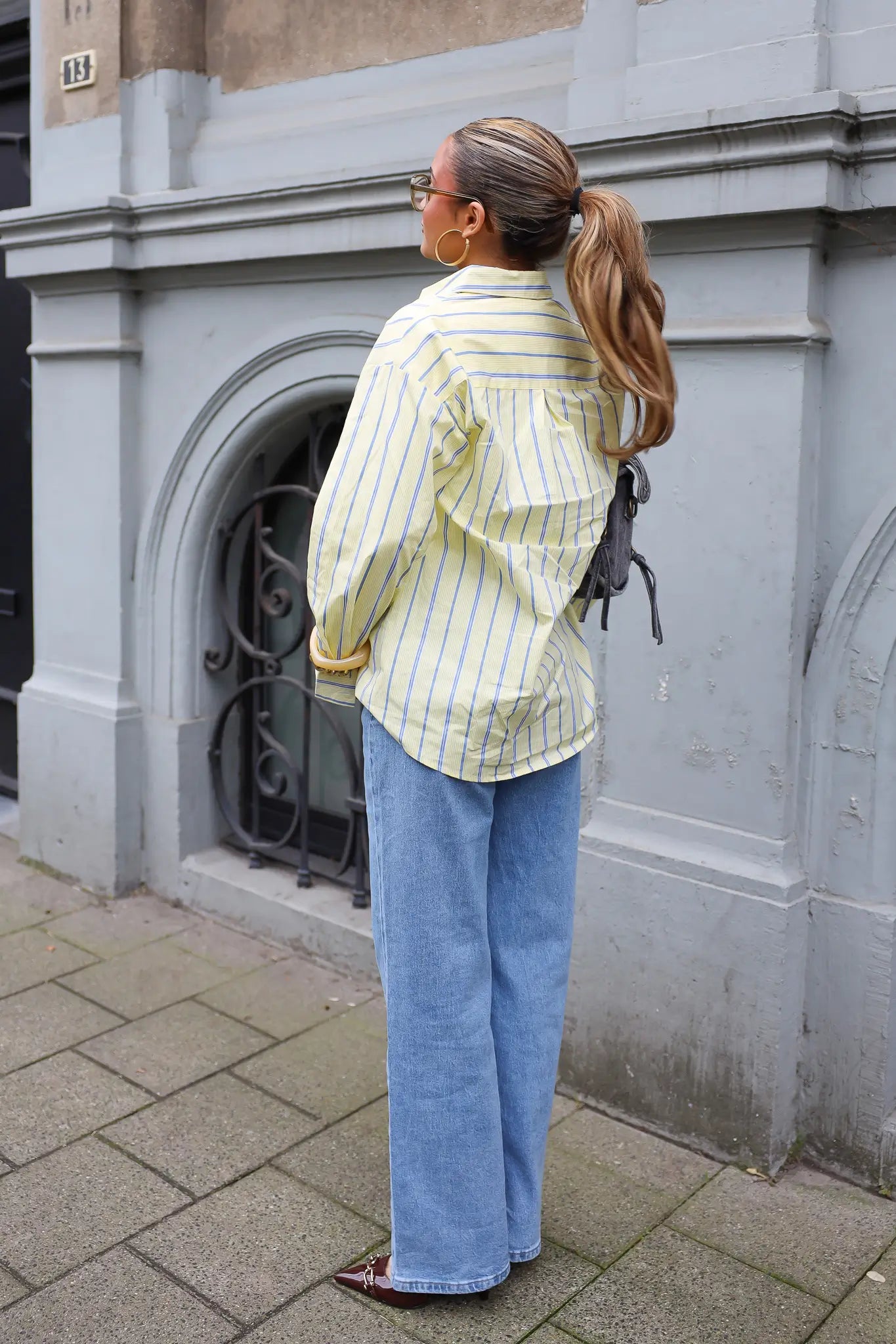 Blouse Gestreept Geel/Blauw