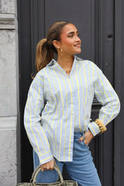 Blouse Gestreept Blauw/Geel