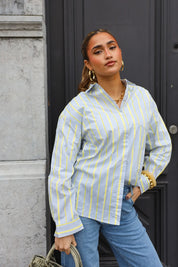 Blouse Gestreept Blauw/Geel