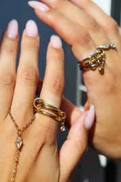 Ring Bandjes + Charm Goud