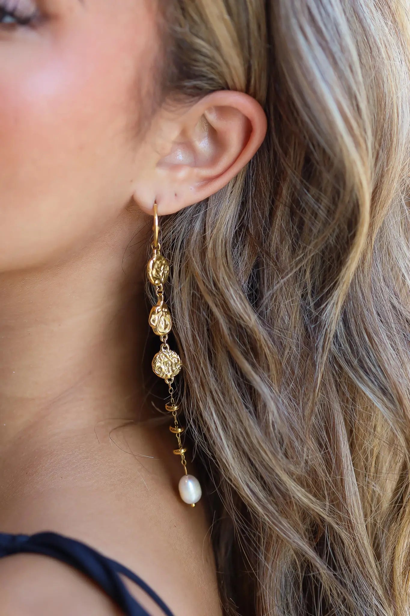 Oorbellen Coin Pearl Goud
