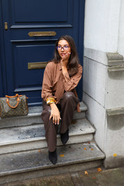 Blouse Stropdas Bruin