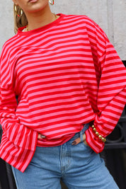 T-Shirt Lange Mouwen Strepen Rood