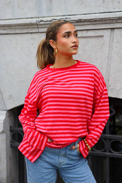 T-Shirt Lange Mouwen Strepen Rood