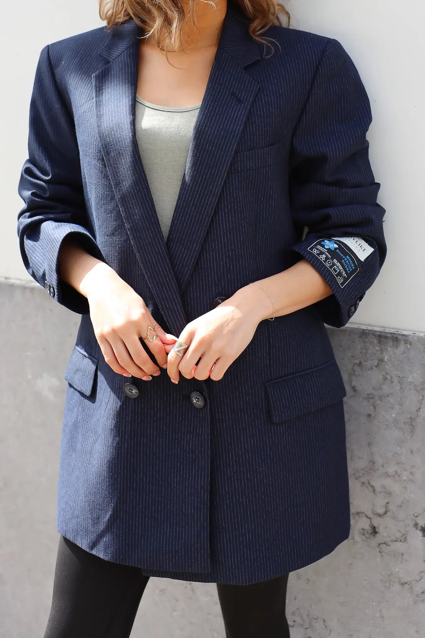 Atelier Series Reworked Blazer Krijtstreep Blauw
