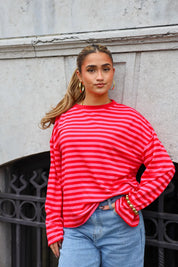 T-Shirt Lange Mouwen Strepen Rood