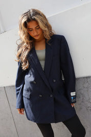 Atelier Series Reworked Blazer Krijtstreep Blauw