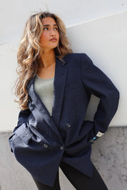 Atelier Series Reworked Blazer Krijtstreep Blauw