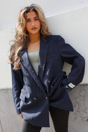 Atelier Series Reworked Blazer Krijtstreep Blauw