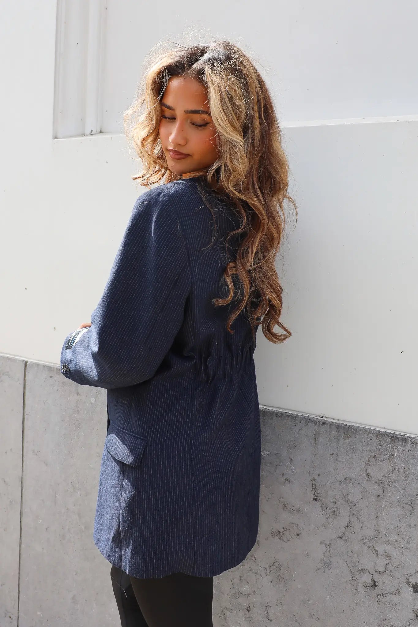 Atelier Series Reworked Blazer Krijtstreep Blauw