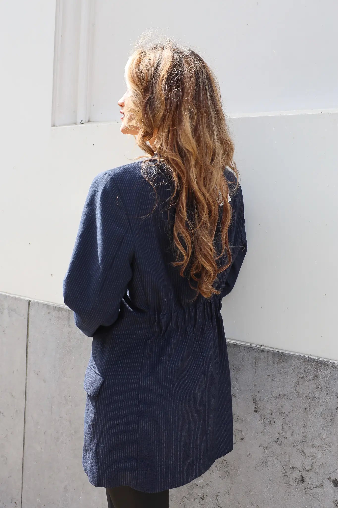 Atelier Series Reworked Blazer Krijtstreep Blauw