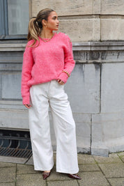 Trui Goud Knoop Schouder Roze