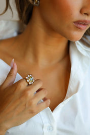 Ring Olive Crystal Goud