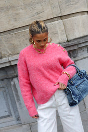 Trui Goud Knoop Schouder Roze