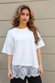 T-Shirt Asymmetrisch Kant Wit