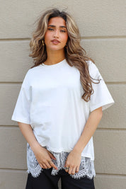 T-Shirt Asymmetrisch Kant Wit