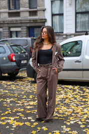 Pantalon Gestreept Donker Bruin