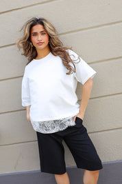 T-Shirt Asymmetrisch Kant Wit