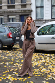 Pantalon Gestreept Donker Bruin