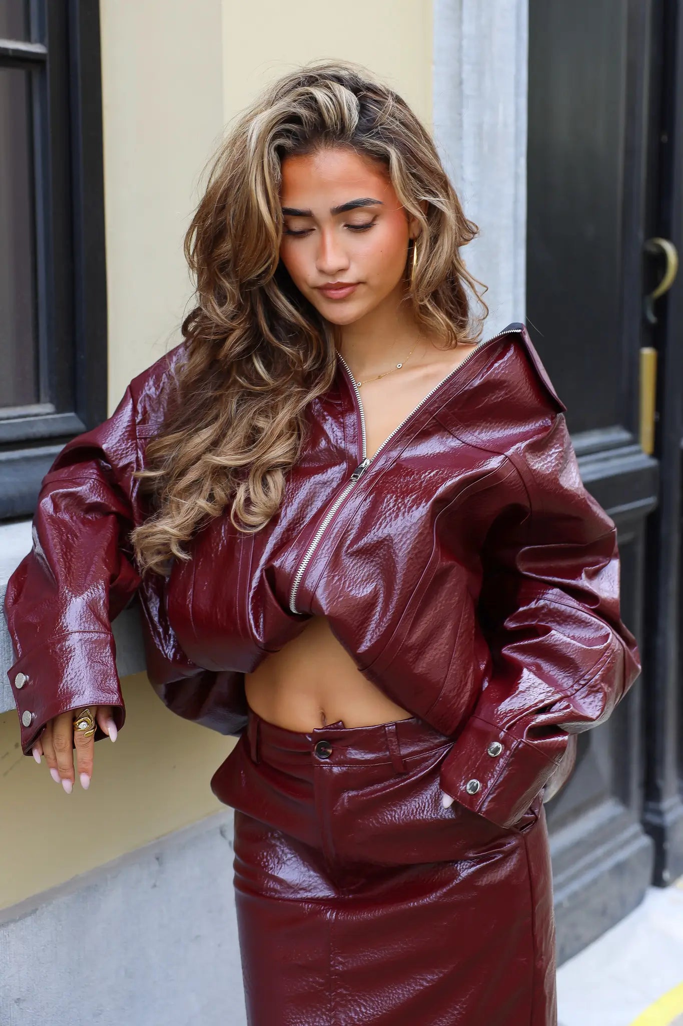 Oversized Lak Jas Bordeaux