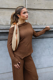 Asymmetrische Structuur Top Bruin