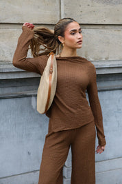 Asymmetrische Structuur Top Bruin