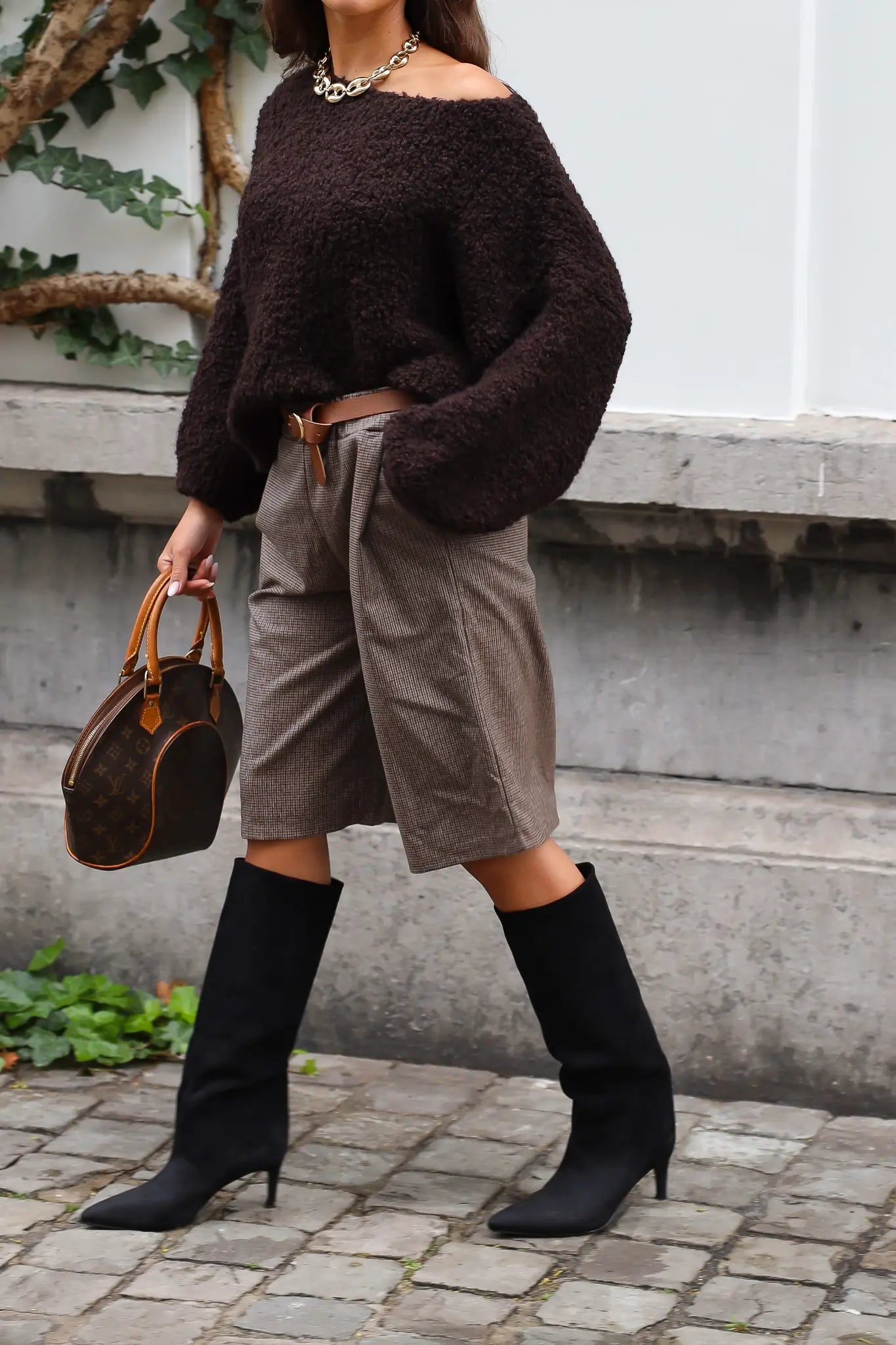 Bermuda Ruit Print Bruin