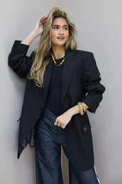 Atelier Series Reworked Designer Blazer Gestreept Zwart