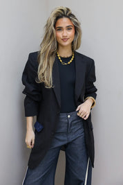 Atelier Series Reworked Designer Blazer Gestreept Zwart