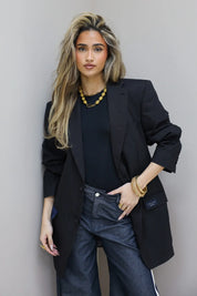 Atelier Series Reworked Designer Blazer Gestreept Zwart